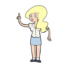cartoon pretty woman with idea