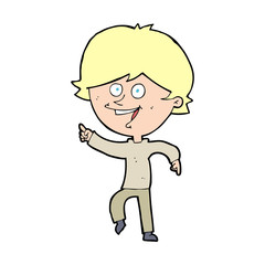 cartoon happy pointing man