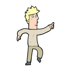 cartoon worried man pointing