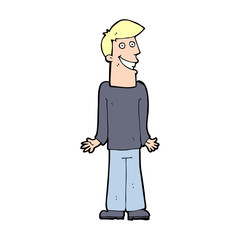 cartoon man shrugging shoulders