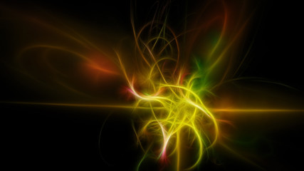 Dark abstract glow of yellow stripes