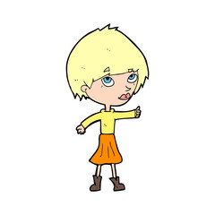 cartoon woman giving thumbs up symbol