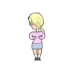 cartoon shy woman