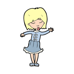 cartoon waving woman