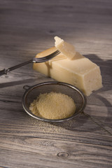 Parmesan in a piece and grated