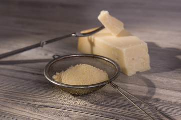 Parmesan in a piece and grated