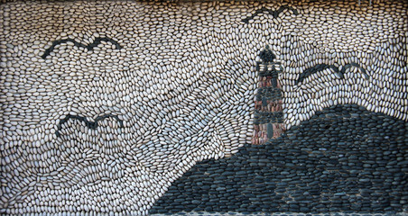 Mosaic made of pebbles / Painting, lined from sea pebbles