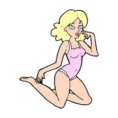 cartoon woman in lingerie