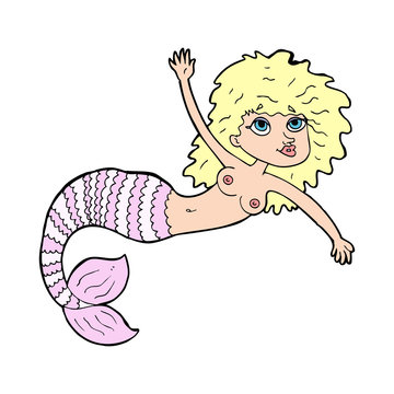 cartoon waving mermaid