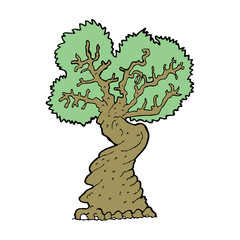 cartoon big old tree