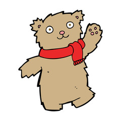 cartoon teddy bear wearing scarf