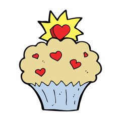 cartoon love heart cupcake