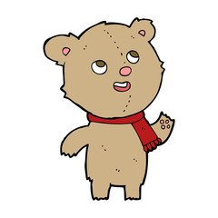 cartoon teddy bear wearing scarf