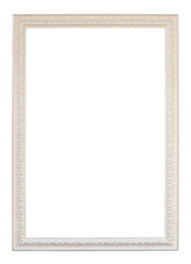 vintage white wood frame on white background