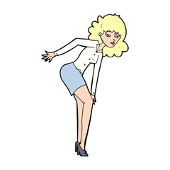 cartoon annoyed woman rubbing knee