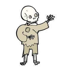 cartoon skeleton waving
