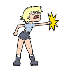 cartoon woman punching