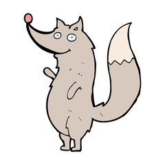 cartoon waving wolf
