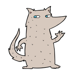 cartoon wolf waving