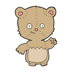 cartoon little teddy bear waving