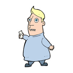 cartoon nervous man with tickets