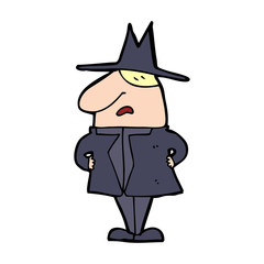 cartoon man in coat and hat