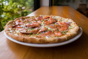 pizza with smoked salmon