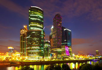 Fototapeta na wymiar Moscow business centre in night