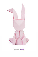 Easter origami rabbit on a white background