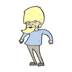 cartoon bearded man shrugging shoulders