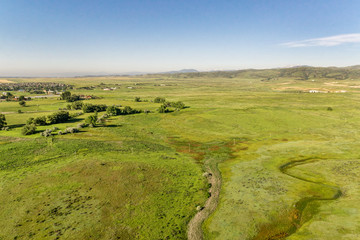 aerial view of foothills prairie in Colorado
