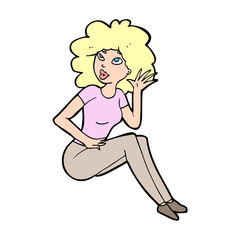 cartoon woman listening