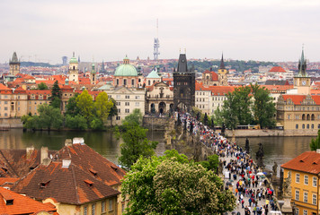 Naklejka na ściany i meble Scenic View of the famous Prague bridges