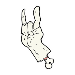 cartoon zombie hand making rock symbol