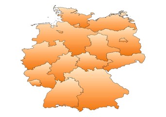 Fototapeta na wymiar Deutschlandkarte orange mit schwarzen Grenzen