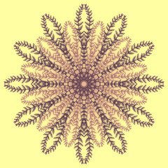 Flower Mandala with Yellow background. Ornamental round floral Pattern.