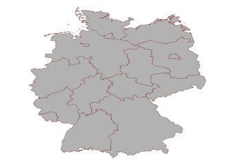 Deutschlandkarte grau mit braunen Grenzen