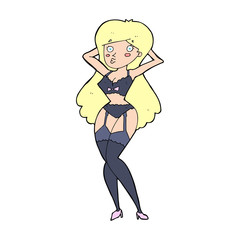 cartoon woman in lingerie