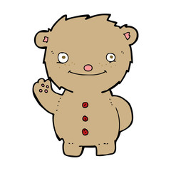 Naklejka premium cartoon waving teddy bear