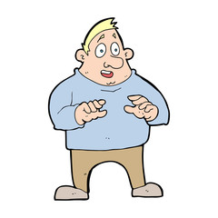 cartoon excited overweight man