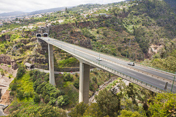 Fototapeta na wymiar Highway roads on Madeira island, Portugal