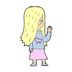 cartoon girl with pony shirt waving