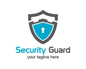 Security guard logo design vector. Security protection shield symbol . Secure shield icon vector. Privacy lock icon .
