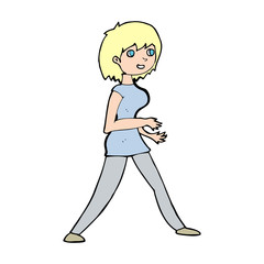 cartoon woman walking