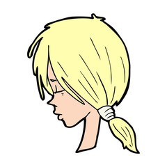cartoon girl looking thoughtful