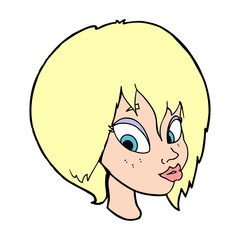 cartoon pretty female face pouting