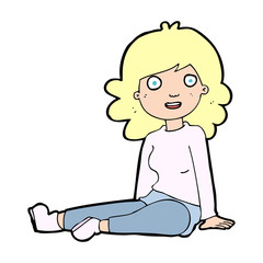 cartoon happy woman