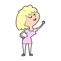 cartoon happy woman about to speak