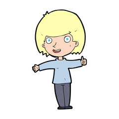 cartoon happy woman