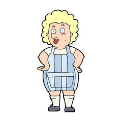 cartoon woman in kitchen apron